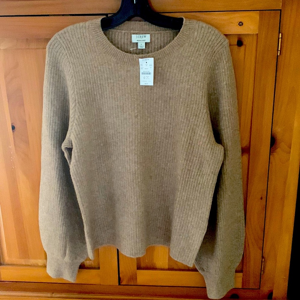 NWT J.Crew extra soft brown ribbed sweater